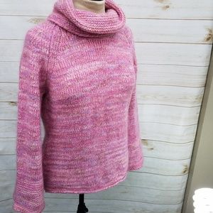 Margaret O'Leary sweater M turtleneck pink cozy